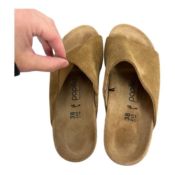 Birkenstock Papillio Namica Suede Leather Tea Women's Tan Wedge Sandals size 7 - Picture 5 of 8